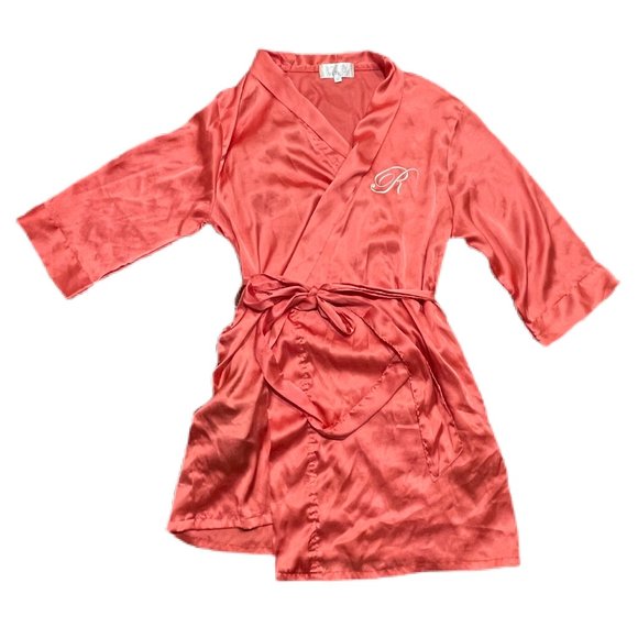 Sandy Waters Other - Sandy Waters Salmon Pink Satin Lightweight Robe With Belt And Side Pockets M/L